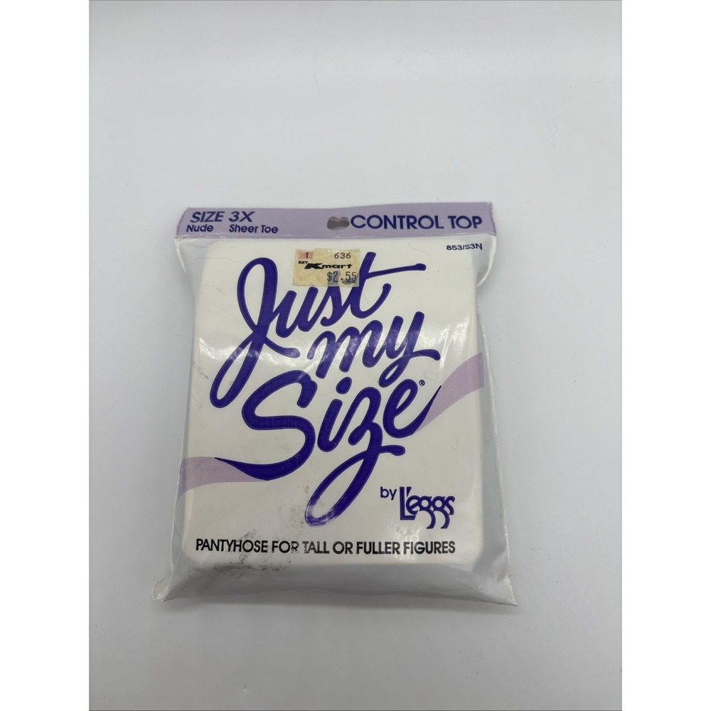 Just My Size By L'eggs Control Top Pantyhose 3X NUDE Sheer Toe 1 Pair Vintage